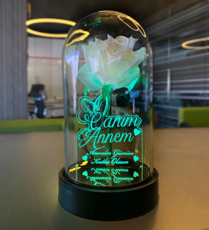 cam fanus canim annem yazili lamba beyaz gul anneler gunu hediyeleri hediye ci 6243 67 B