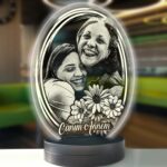 Kişiye Özel Resimli Oval Anneler Günü 3D Modelli Gece Lambası