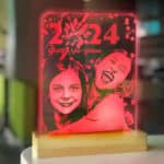 Ahşap Yılbaşı Kişisel Resimli Dikdörtgen Led Gece Lambası Hediyesi