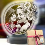 Anneler İçin Özel Çiçekli Resimli 3D Led Gece Lambası