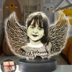 Kişiye Özel 3d Kız Çocuk Melek Modelli Gece Lambası