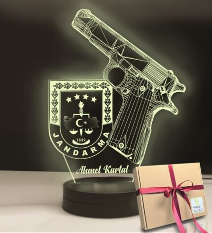 Kişiye Özel Jandarma için Rozetli Hediye Led Lamba