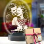 Kişiye Özel Oval Fotoğraflı 3D Model Led Gece Lamba
