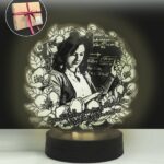 Öğretmene Çiçekli Oval Kişiye Özel 3D Lamba Led Gece Lambası