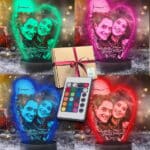 Yılbaşı Hediyesi Kişiye Özel Noel Baba Şapkalı Kalp 3d Led Gece Lambası