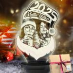 Yılbaşı Hediyesi Noel Baba İçerisinde Kişiye Özel Resimli 3d Led Gece Lambası