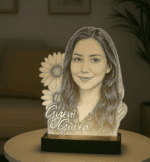 Kişiye Özel Papatyalı Profil 3D Led Gece Lambası