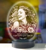 8 Mart Kadınlar Gününe Özel Oval Fotoğraflı 3D Model Led Gece Lambası