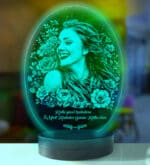 8 Mart Kadınlar Gününe Özel Oval Fotoğraflı 3D Model Led Gece Lambası - Görsel 2
