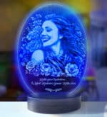 8 Mart Kadınlar Gününe Özel Oval Fotoğraflı 3D Model Led Gece Lambası - Görsel 3