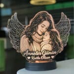 Anneler Gününe Özel Kişiye Özel 3D Melek Modelli Gece Lambası
