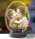 Anneler Gününe Özel Oval Fotoğraflı 3D Model Led Gece Lamba